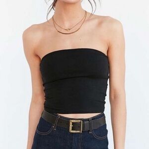 Silence + Noise Black Strapless Crop Top